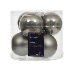 Set de boules de Noël en verre gris clair Ø 8 cm 6 pièces DECORIS