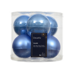 Set de boules de Noël en verre bleu ciel Ø 8 cm 6 pièces DECORIS