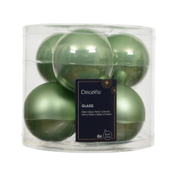 Set de boules de Noël en verre vert matcha Ø 8 cm 6 pièces DECORIS