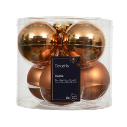 Set de boules de Noël en verre cognac Ø 8 cm 6 pièces DECORIS