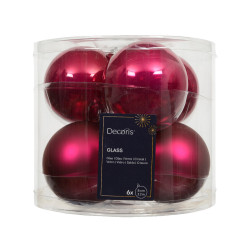 Set de boules de Noël en verre rose festif Ø 8 cm 6 pièces DECORIS