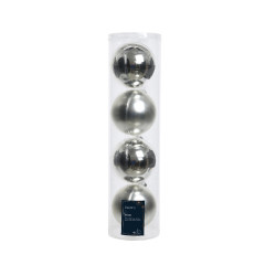 Set de boules de Noël en verre argentées Ø 10 cm 4 pièces DECORIS