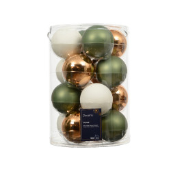 Set de boules de Noël en verre blanc laine