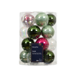 Set de boules de Noël en verre rose festif
