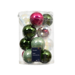 Set de boules de Noël en verre rose festif