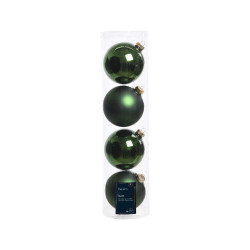 Set de boules de Noël en verre vert pin Ø 10 cm 4 pièces DECORIS
