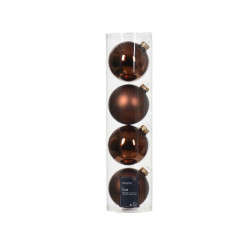 Set de boules de Noël en verre brun espresso Ø 10 cm 4 pièces DECORIS