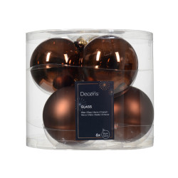 Set de boules de Noël en verre brun espresso Ø 8 cm 6 pièces DECORIS