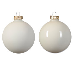 Set de boules de Noël en verre blanc laine Ø 10 cm 4 pièces DECORIS