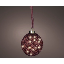 Boule de Noël en verre LED marron Ø 10 cm LUMINEO