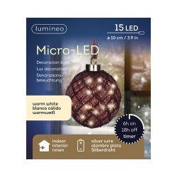 Boule de Noël en verre LED marron Ø 10 cm LUMINEO