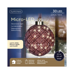 Boule de Noël en verre LED marron Ø 14 cm LUMINEO