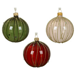 Boule de Noël en verre pailletée transparente Ø 8 cm DECORIS