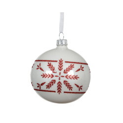 Boule de Noël en verre flocon blanc d'hiver Ø 8 cm DECORIS