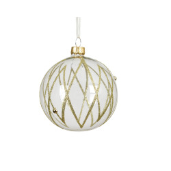 Boule de Noël en verre pailletée translucide Ø 8 cm DECORIS
