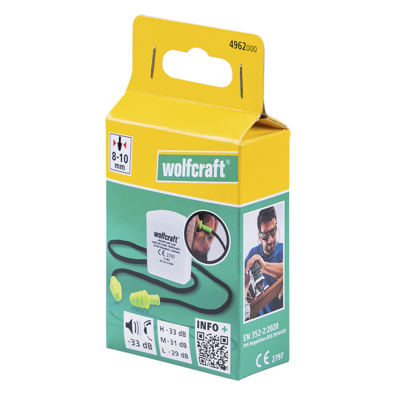 Bouchons d'oreilles à cordon 33 dB WOLFCRAFT – Casque, bouchons | WOLFCRAFT