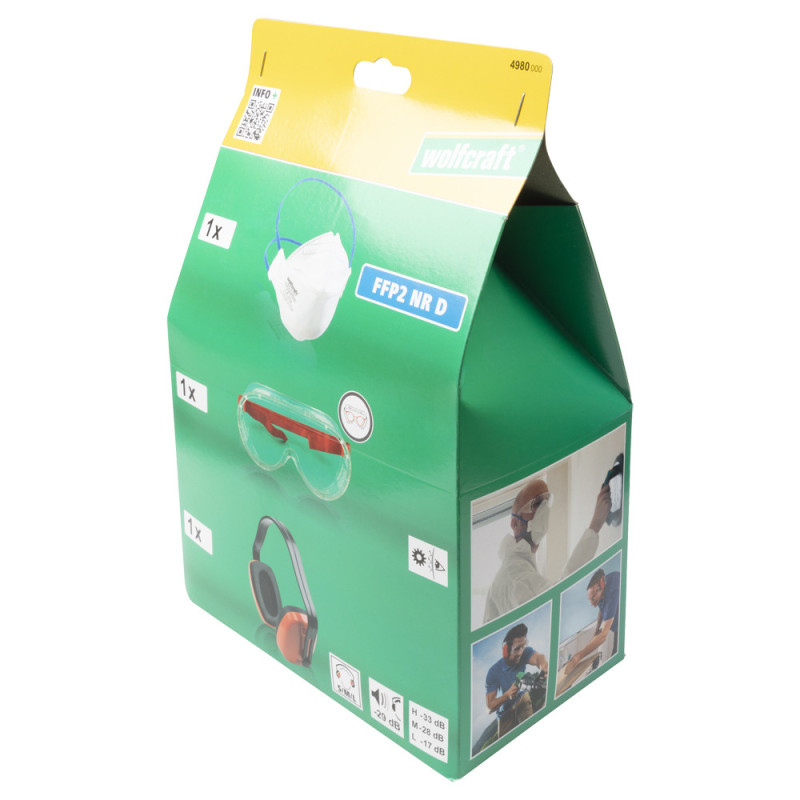 Kit de protection 3 pièces WOLFCRAFT – Casque & Ouïe | WOLFCRAFT