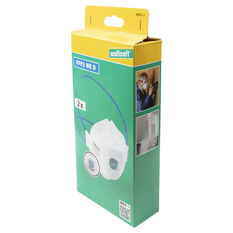 Masque FFP2 à valve, 2 pièces WOLFCRAFT - Protection respiratoire | WOLFCRAFT