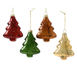 Sapin de Noël en verre à suspendre pailleté 10