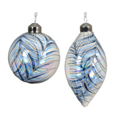 Boule de Noël en verre feuilles pailletées transparent DECORIS