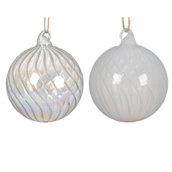Boule de Noël en verre torsadée translucide Ø 10 cm DECORIS