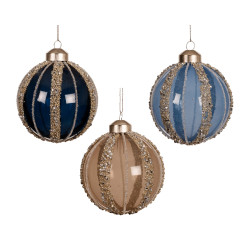 Boule de Noël en verre perles transparente Ø 8 cm DECORIS