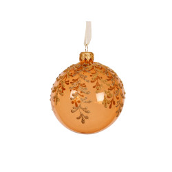 Boule de Noël en verre branches cognac transparent Ø 8 cm DECORIS