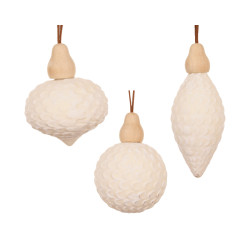 Boule de Noël en verre blanc laine DECORIS