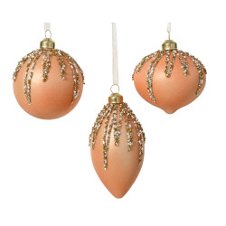Boule de Noël en verre perles pêche DECORIS