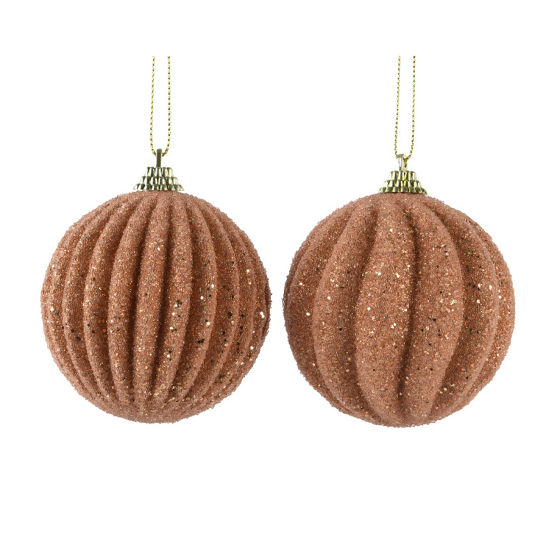 Boule de Noël en mousse perles pailletée cognac Ø 8 cm DECORIS