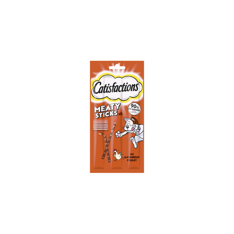 Friandise pour chat stick au poulet 6 pièces CATISFACTIONS