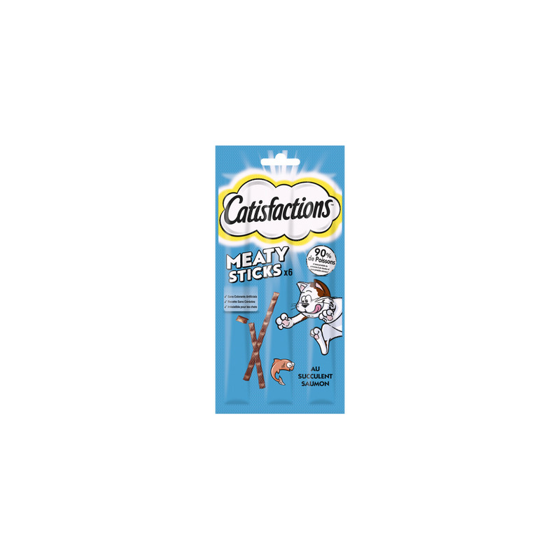 Friandise pour chat stick au saumon 6 pièces CATISFACTIONS