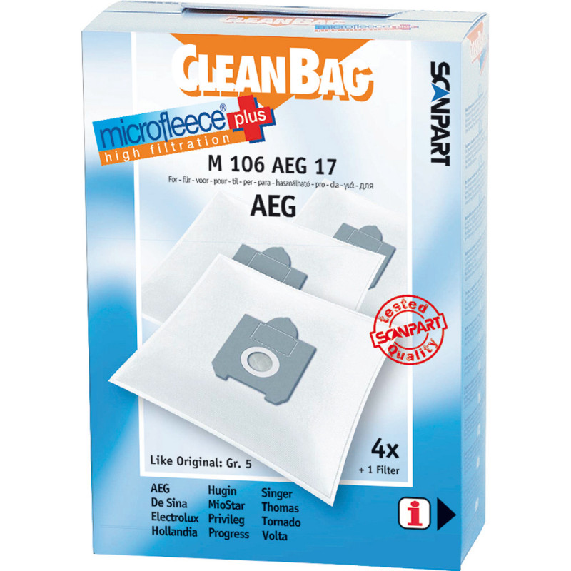 Sacs pour aspirateur AEG M106AEG17 — 4 pièces | CLEAN BAG