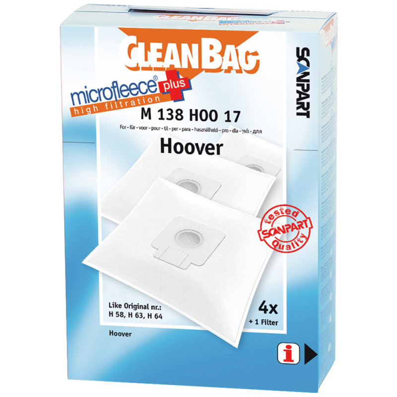 Sacs d'aspirateur Hoover M138HOO17 — 4 pièces | CLEAN BAG