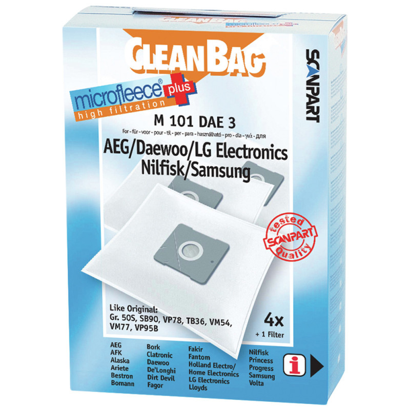 Sacs d'aspirateur AEG/Nilfisk/LG M101DAE3 — 4 pièces | CLEAN BAG