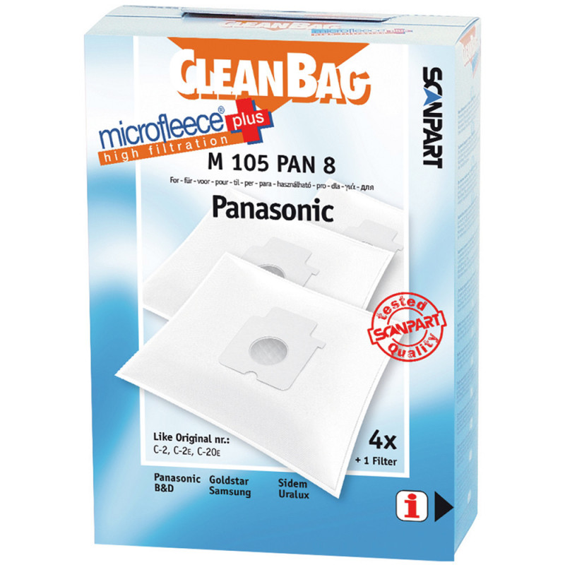 Sac aspirateur Panasonic M105PAN8 4 pièces | CLEAN BAG