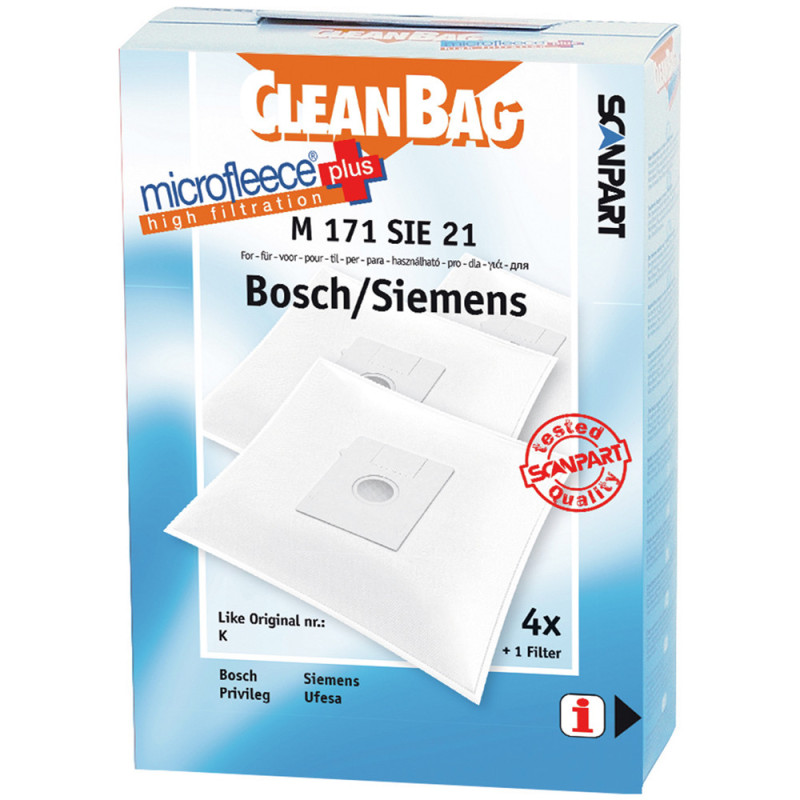 Sac d'aspirateur Bosch/Siemens M171SIE21 4 pièces | CLEAN BAG