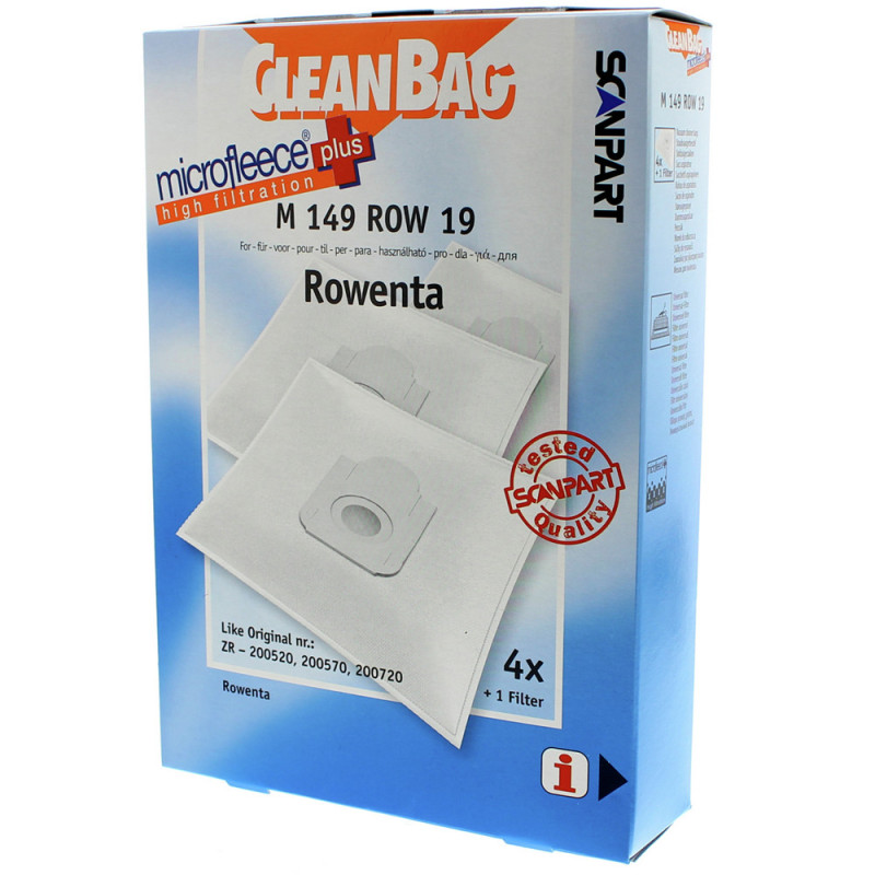 Sac pour aspirateur Rowenta M149ROW19 4 pièces | CLEAN BAG