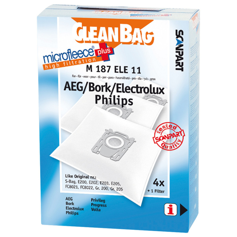 Sac Aspirateur AEG/Electrolux/Philips M187ELE11 4 Pièces | CLEAN BAG