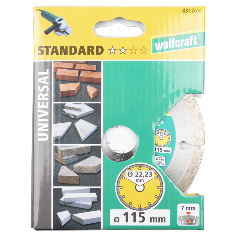 Disque diamant WOLFCRAFT Ø 115 mm Solide Universel | WOLFCRAFT