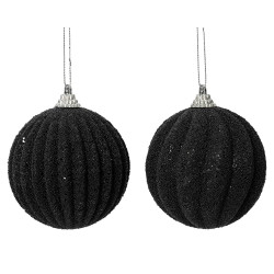 Boule de Noël en mousse perles pailletée noir Ø 8 cm DECORIS