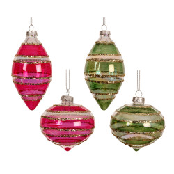 Boule de Noël en verre rayures transparent DECORIS