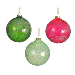 Boule de Noël en verre perles Ø 8 cm DECORIS