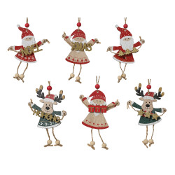 Figurine de Noël en contreplaqué à suspendre 11 cm DECORIS