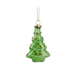 Sapin de Noël en verre à suspendre vert transparent 5