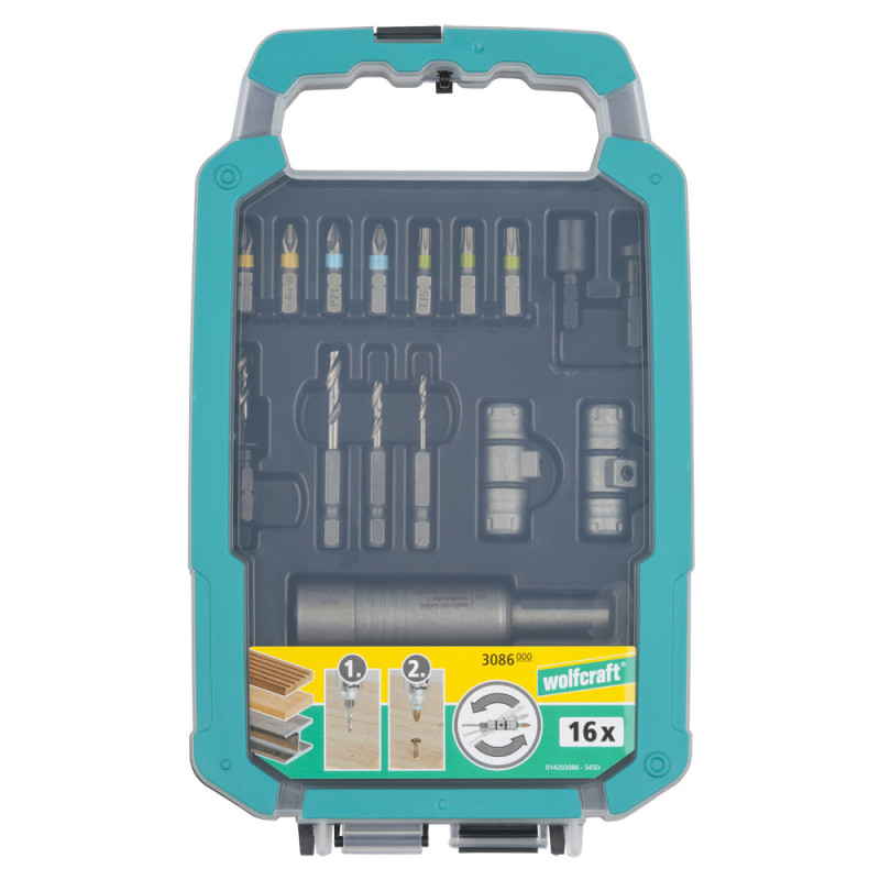 Kit de foret Flipbit 17 pièces WOLFCRAFT tout-en-un | WOLFCRAFT