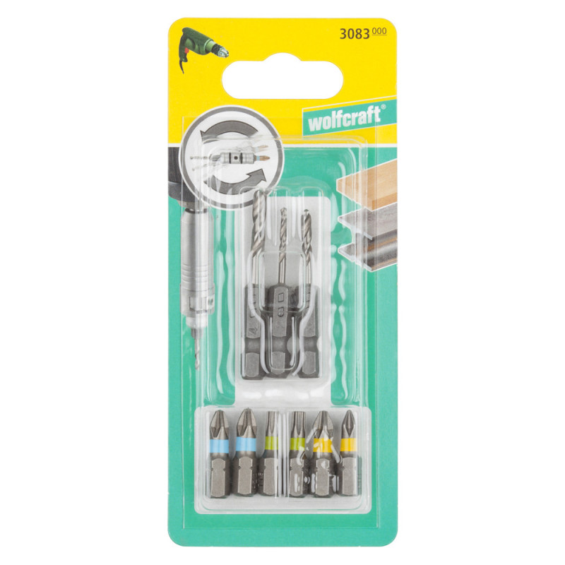 Ensemble Flipbit 9 pièces Wolfcraft : percer et visser | WOLFCRAFT