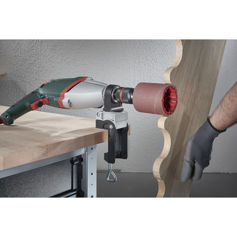 Support de perceuse en aluminium orientable Wolfcraft pour établi | WOLFCRAFT