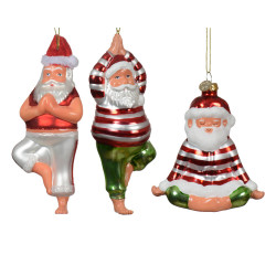 Père Noël yoga en verre à suspendre DECORIS