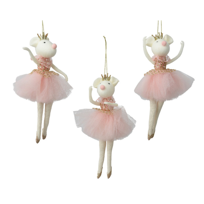 Souris ballerine à suspendre rose 19
